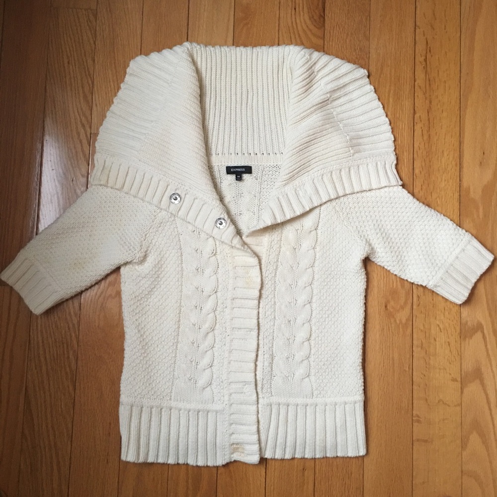 Express M Short-Sleeve Off-White Sweater